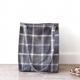 Vintage Cotton Linen Plaid Casual Torba Na Ramię