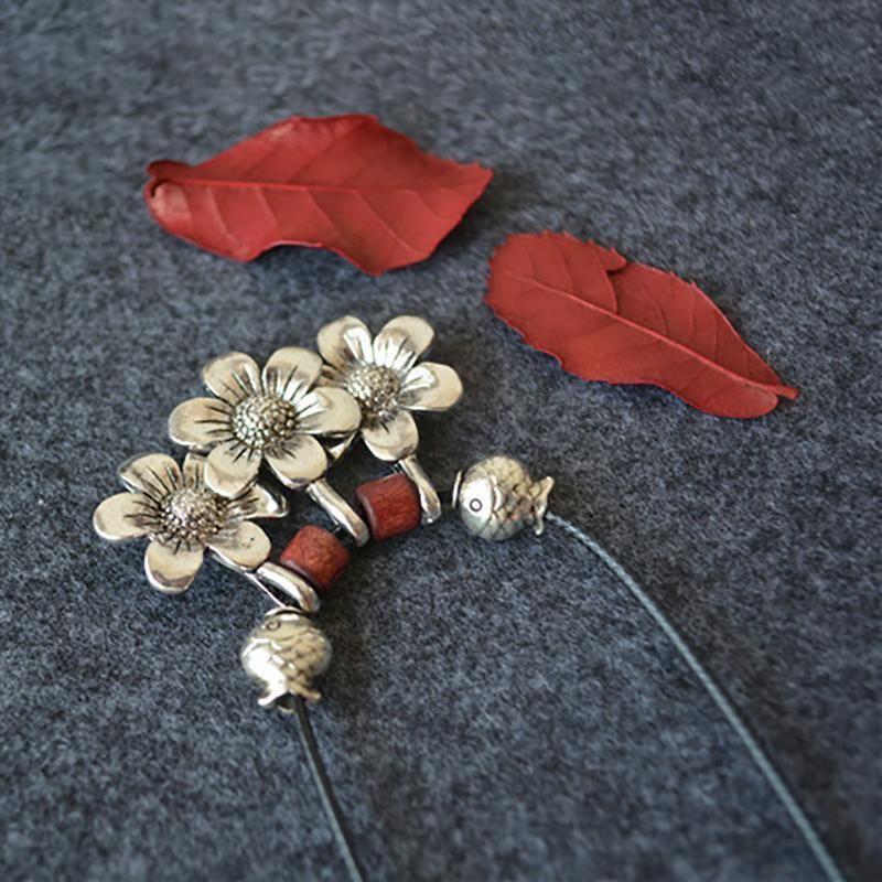 Vintage Wood Beads Naszyjnik Indie Folkalloy