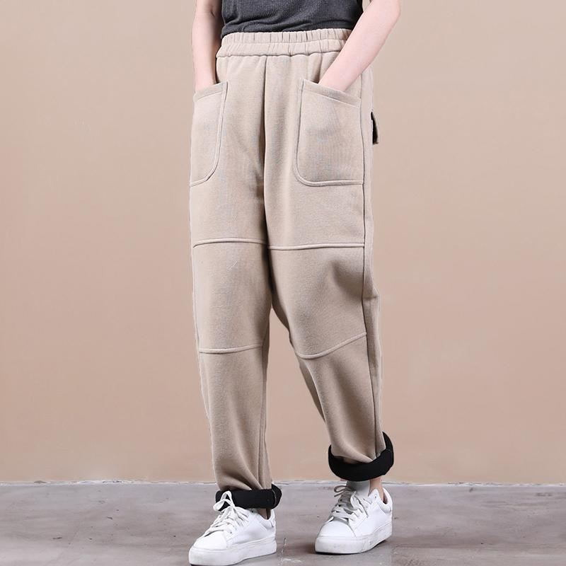 Art Stitching Plus Velvet Casual Pants