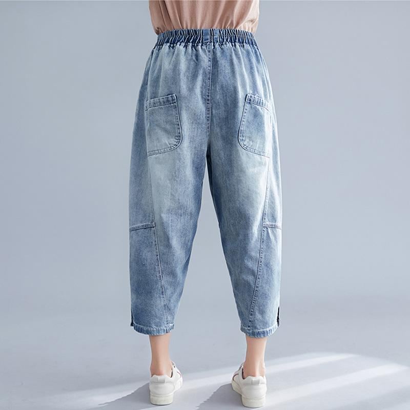 Elastyczne Cienkie Spodnie Jeansowe Damskie Plus Size