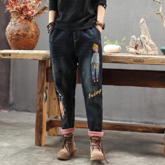 Haft W Pasie Retro Denim Harem Pants