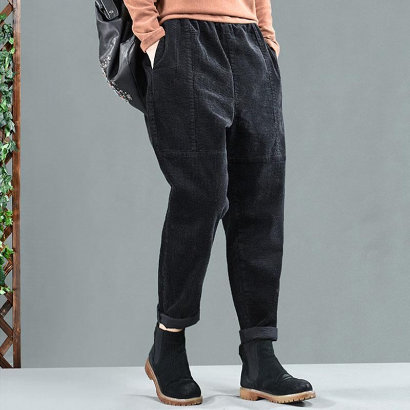 Jesienny Sztruks Patchwork Casual Harem Pants