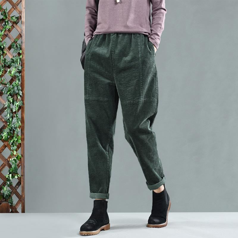 Jesienny Sztruks Patchwork Casual Harem Pants