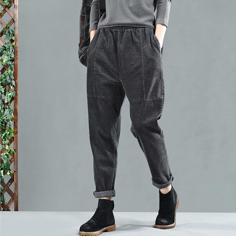 Jesienny Sztruks Patchwork Casual Harem Pants