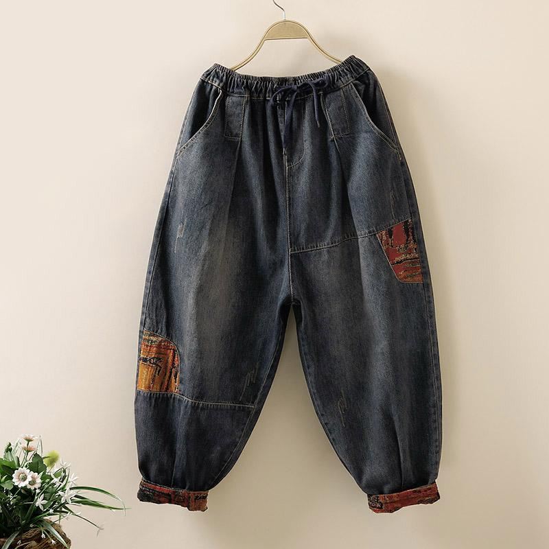 Plus Size Denim Luźne Harem Spodnie Damskie