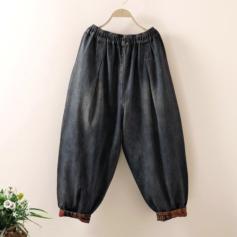 Plus Size Denim Luźne Harem Spodnie Damskie