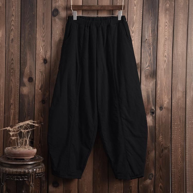 Plus Size Winter Retro Bloomers Bawełniane Spodnie Wyściełane