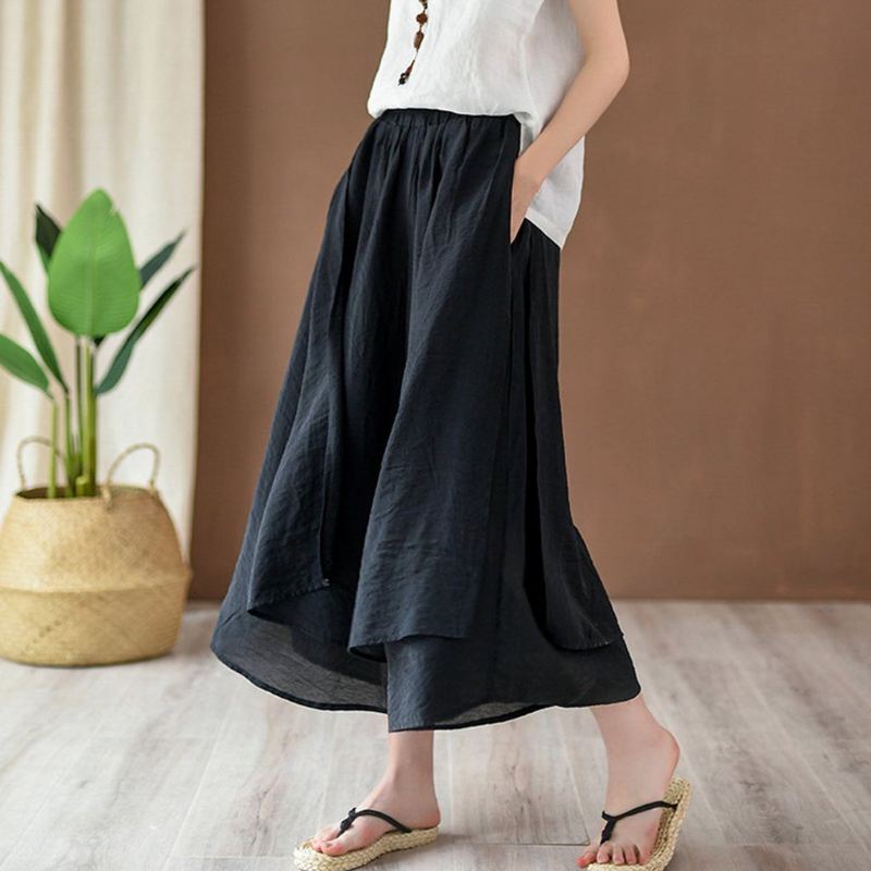 Solidne Warstwowe Spodnie Culottes