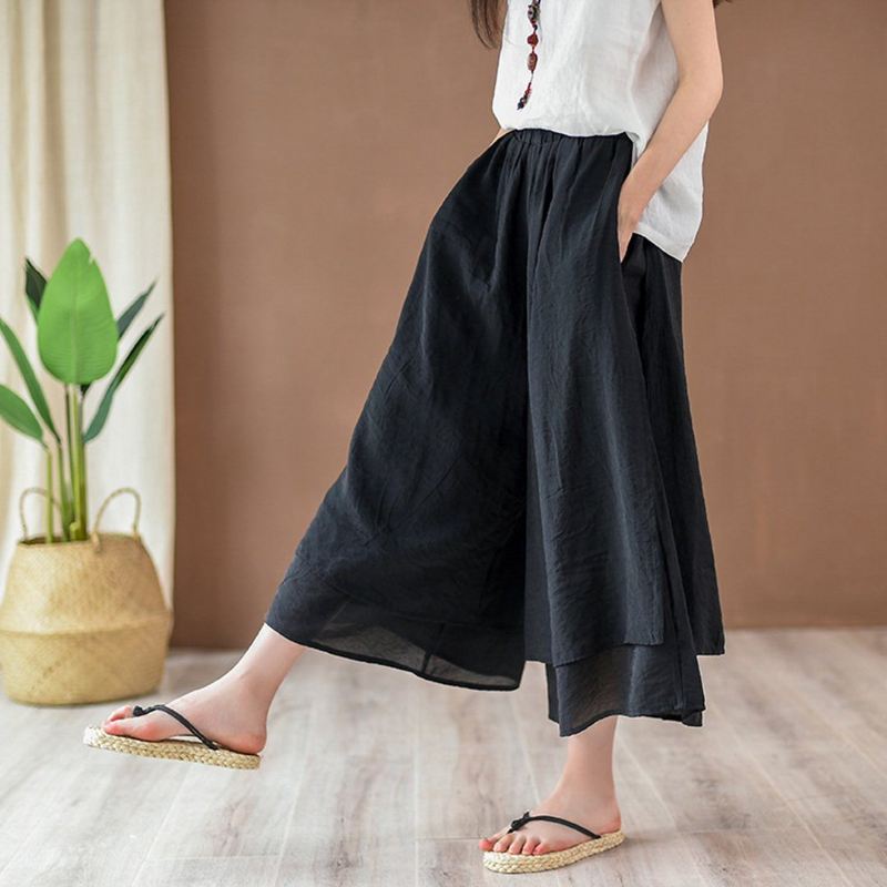 Solidne Warstwowe Spodnie Culottes