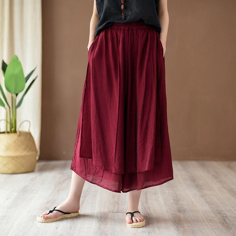 Solidne Warstwowe Spodnie Culottes