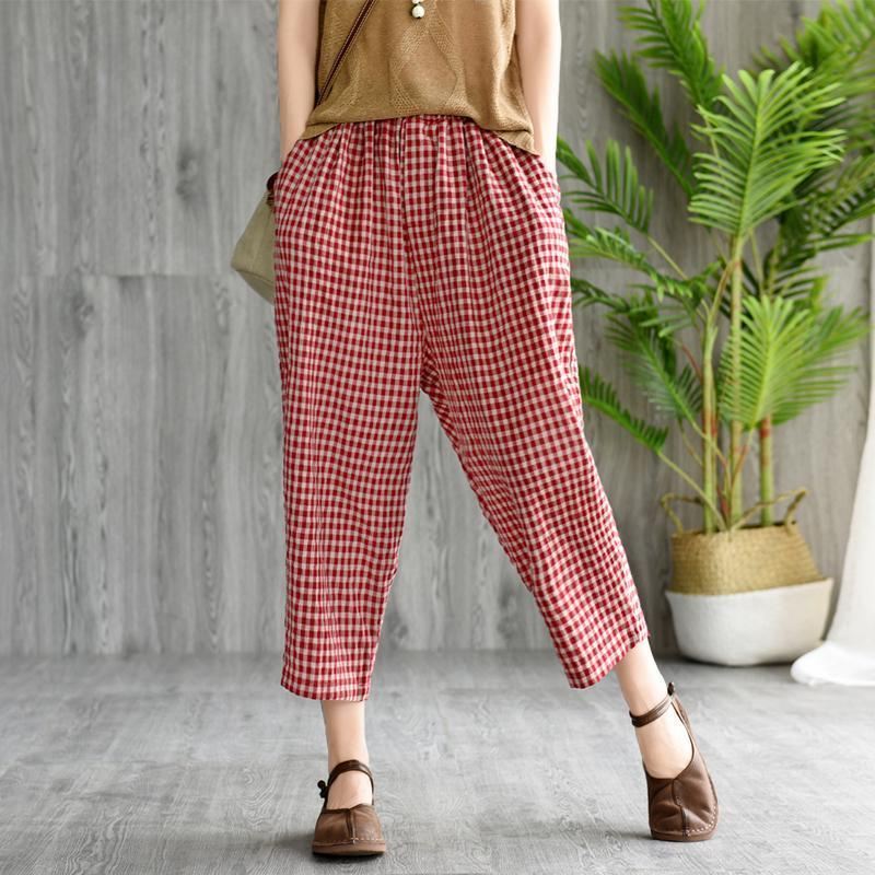 Vintage Loose Wild Casual Plaid Harem Pants