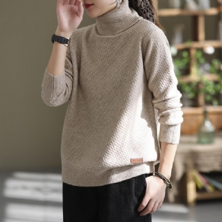 Jesień Zima Kobiety Retro Casual Sweter Z Golfem