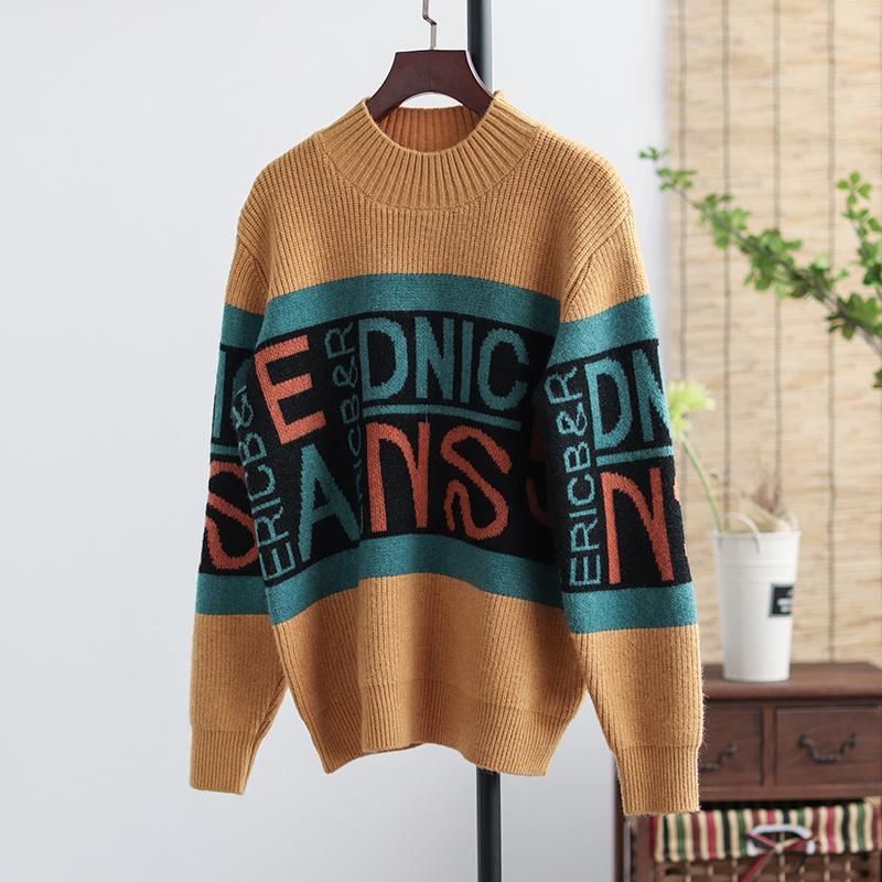 Jesienno-zimowa Retro List Casual Dzianinowy Sweter