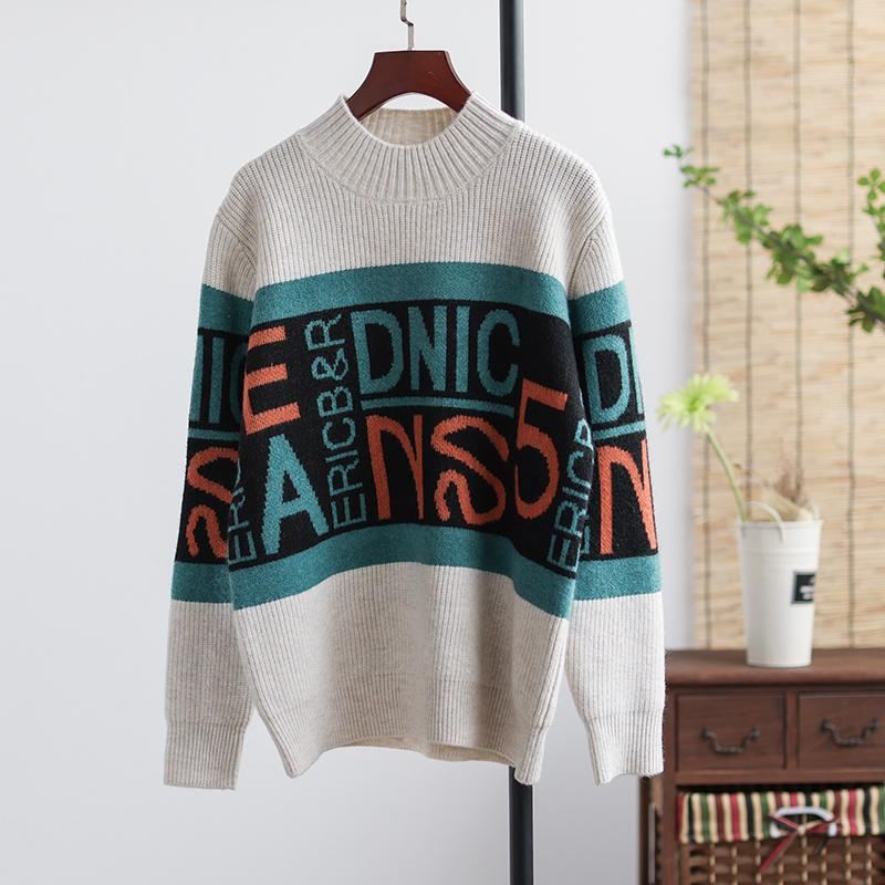 Jesienno-zimowa Retro List Casual Dzianinowy Sweter