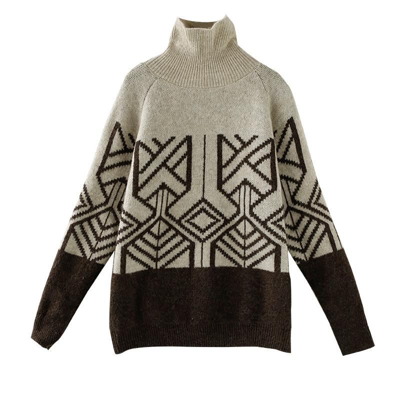 Jesienny Sweter Z Grubym Golfem W Stylu Retro