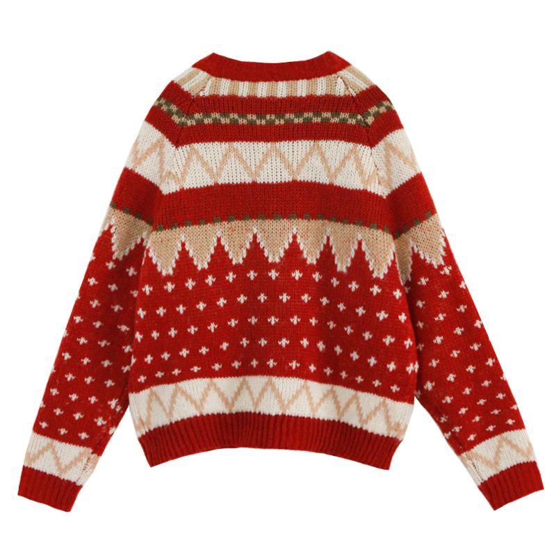 Świąteczny Gruby Sweter Rozpinany W Stylu Retro