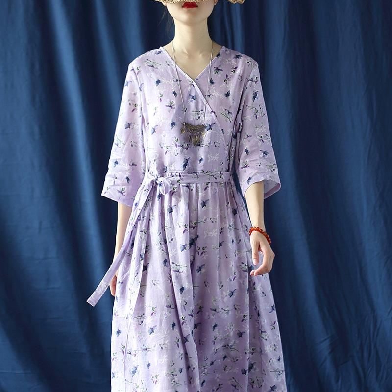 Rami Digital Print Purple Flower Dress