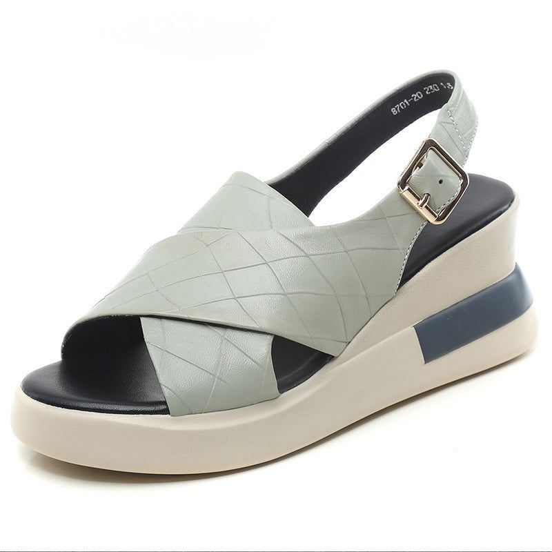 Kobiety Retro Skórzane Wedge Casual Letnie Sandały