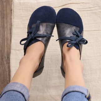 Plus Size Kobiety Wiosna Skóra Patchwork Miękkie Buty Na Co Dzień