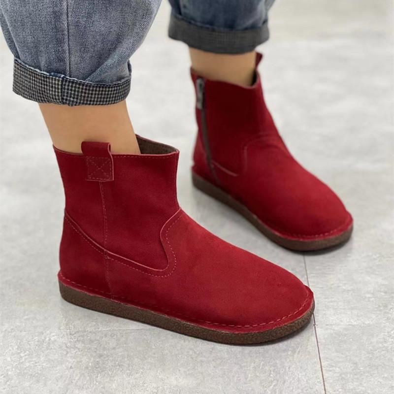 Jesienne Skórzane Buty Z Okrągłym Zamkiem W Stylu Retro