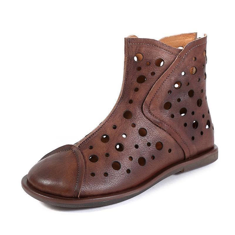 Nowe Skórzane Retro Hollow Ręcznie Robione Buty Damskie